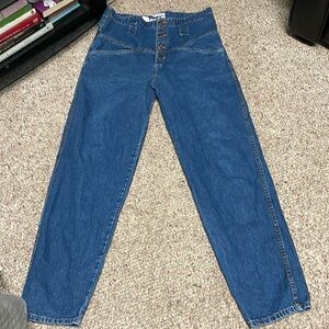 Vintage 90s ultra high rise button fly wide leg jeans